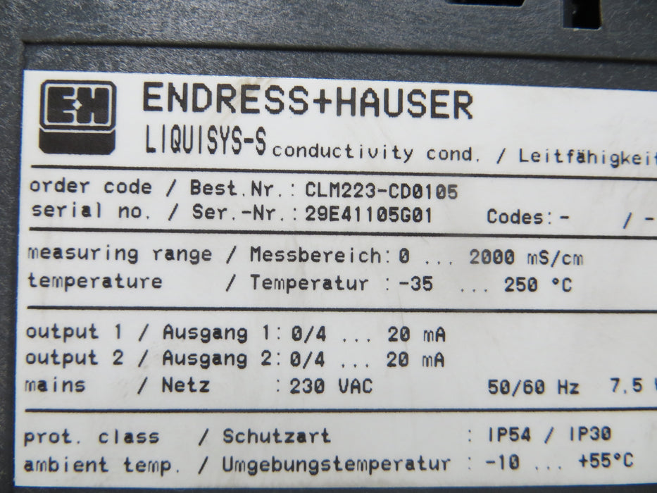Endress + Hauser  CLM223-CD0105  "Transmitter"