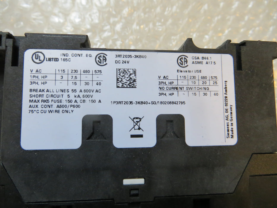 Siemens 3RT2035-3KB40 "Contactor"