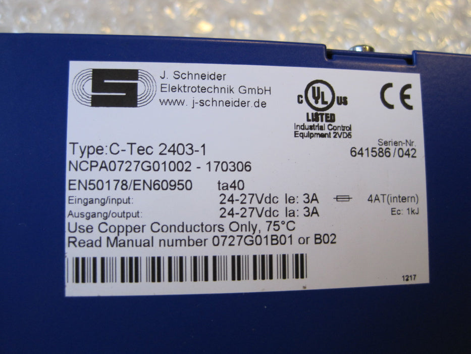 J Schneider Elektrotechnik GmbH C-tec 2403-1  "Capacitor Buffer Module"
