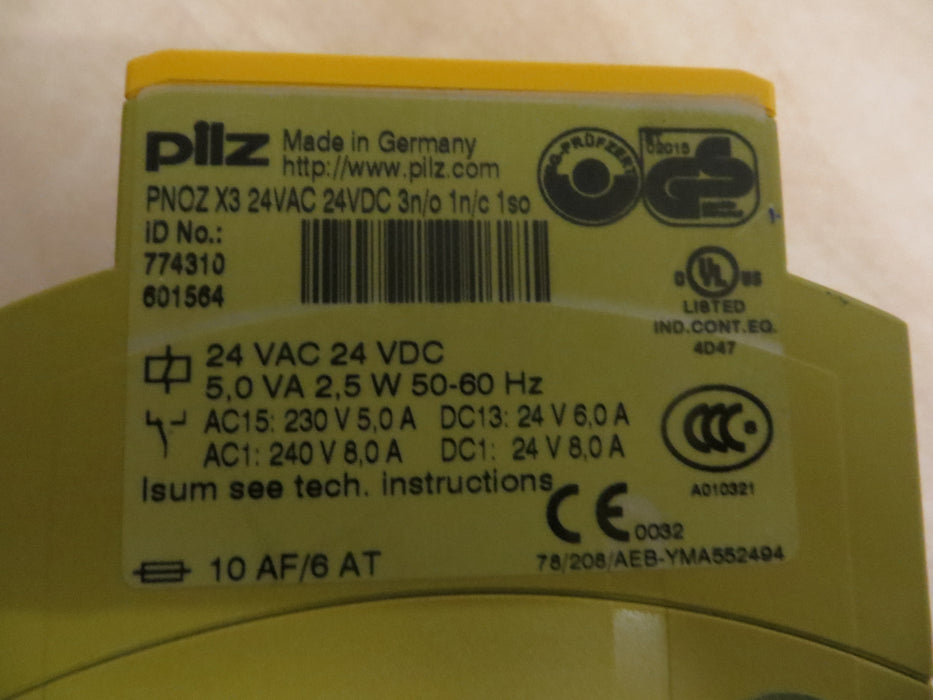 PILZ PNOZ X3 24VDC 3n/o 1n/c 1so  774310 "Safety Relay"