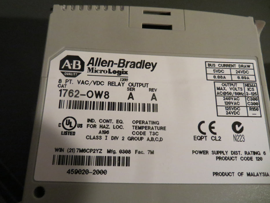 Allen Bradley 1762-OW8 "Relay output"