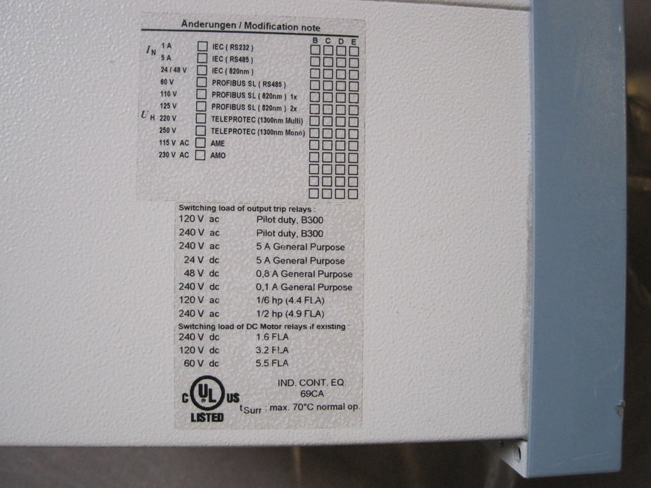 Siemens 7SD5221-4AA39-0DJ0/GG  "Protection Relay"