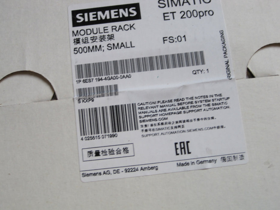 Siemens 6ES7 194-4GA00-0AA0  "Module Rack"