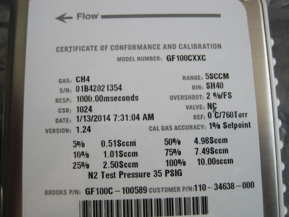 Brooks Instruments GF100CXXC  "Flow Controller"