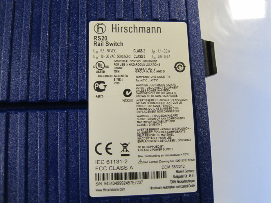 Hirschmann RS20 1600M2T1…  "Ethernet switch"