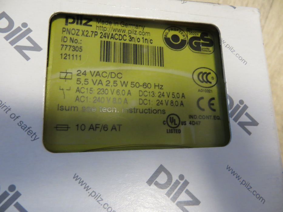 PILZ PNOZ XV3.1P 30/24VDC 3n/o 1n/c2n "Veiligheidsrelais"