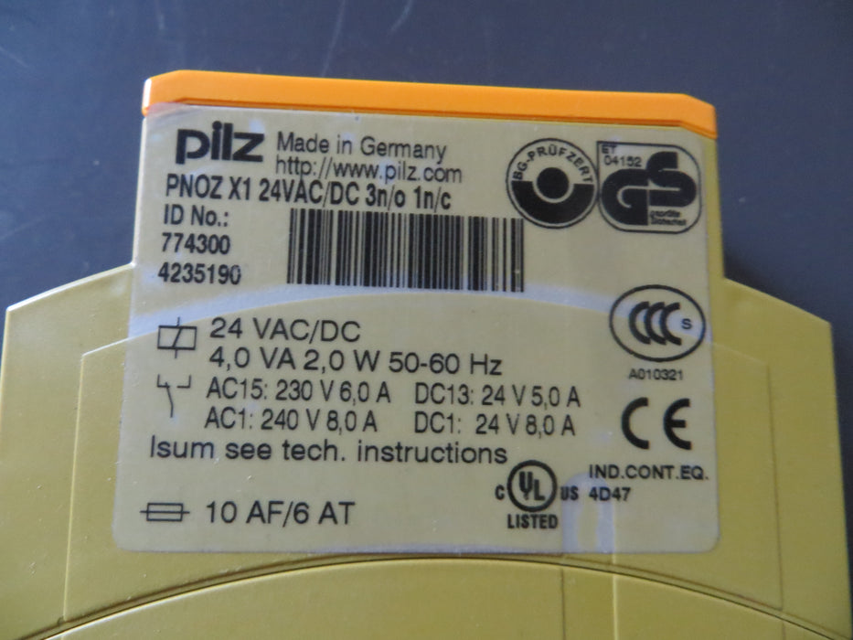 PILZ PNOZ X1 24VAC/DC 3n/o 1n/c  774300 "Relay"