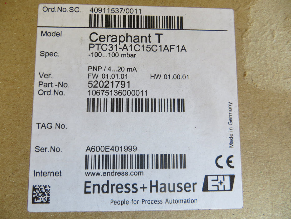 Endress + Hauser  PTC31-A1C15C1AF1A  "Switch"