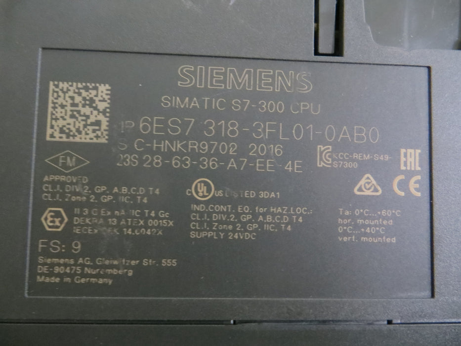 Siemens 6ES7-318-3FL00-0AB0  "PLC CPU"