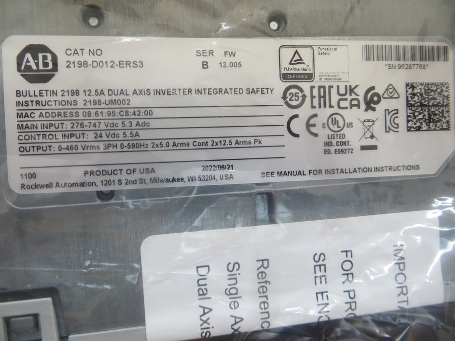 Allen Bradley 2198-D012-ERS3 "Dual Axis Inveter"